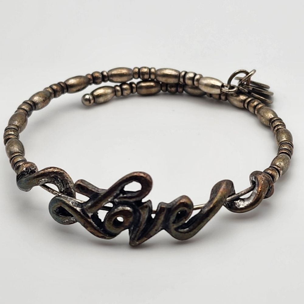 Alex & Ani Vintage Sixty-Six Silver Tone Love Bracelet